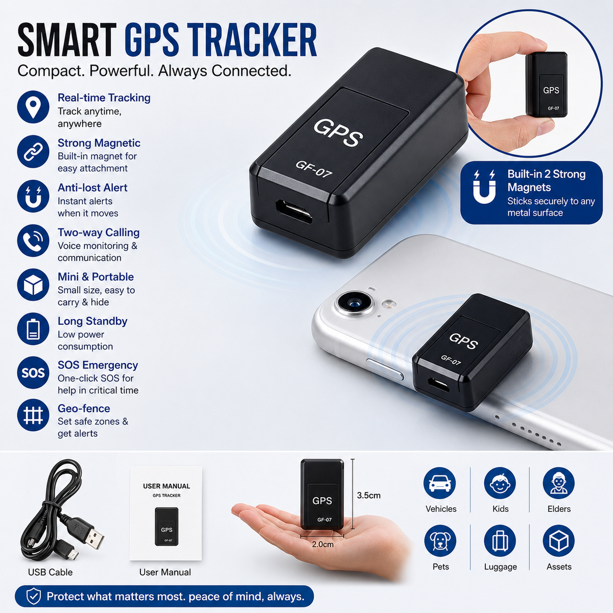 Mini GPS Tracker - Real-Time & Silent
