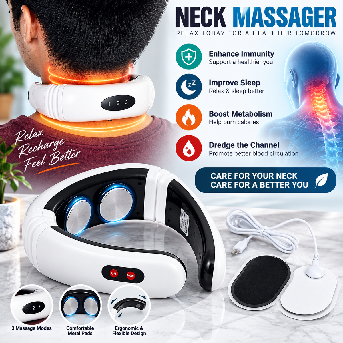 Smart Neck Massager - Pain Relief & Relaxation Anywhere!