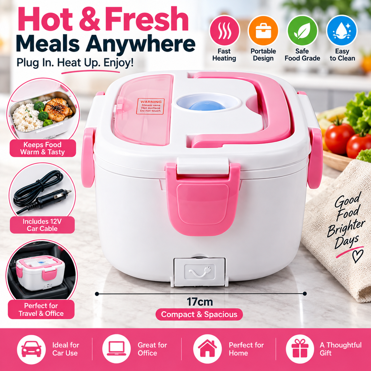Portable Electric Heater Lunch Box - Fresh & Hot Meals Anywhere