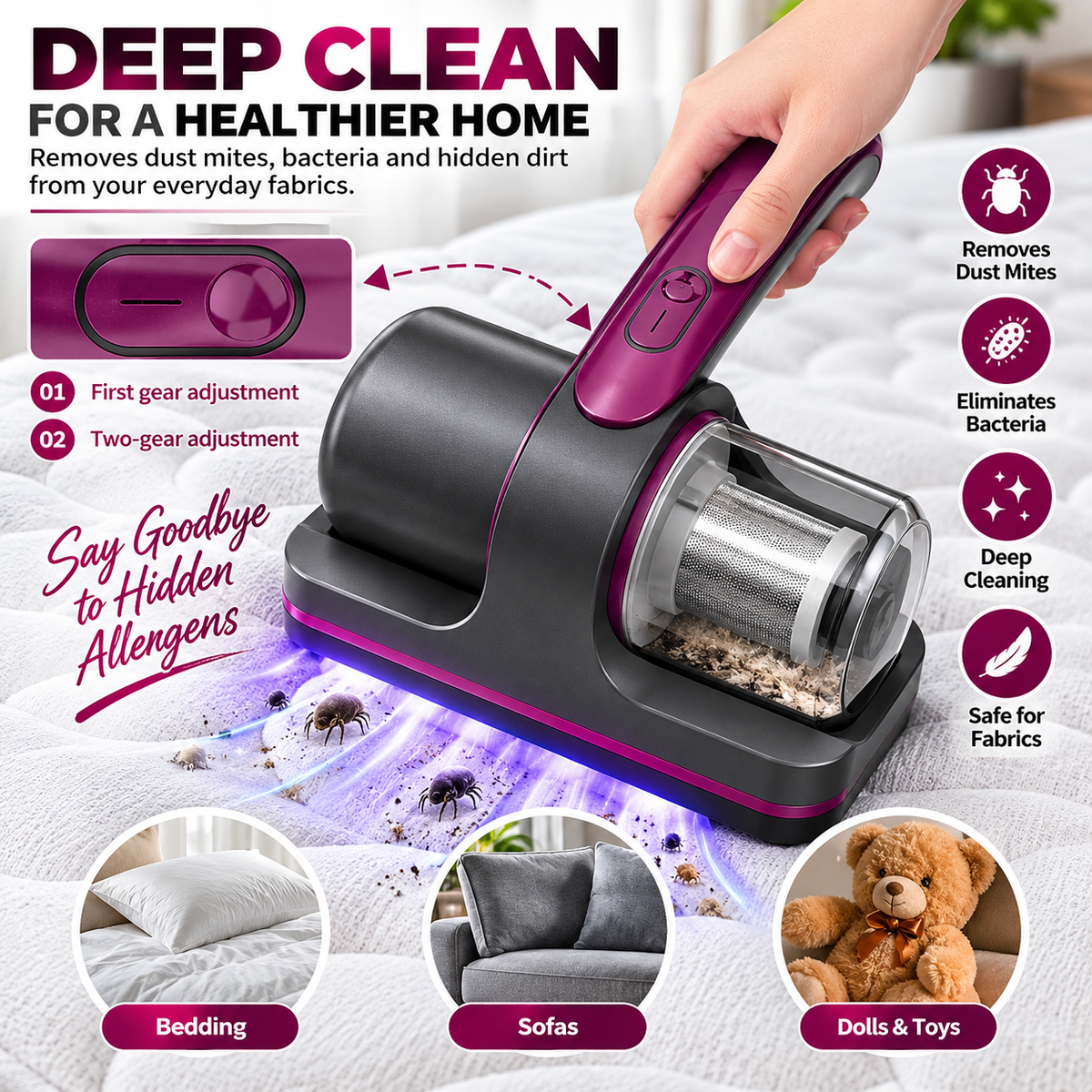 Smart & Heavy Duty Dust & Mite Vacuum Cleaner - Powerful Handheld