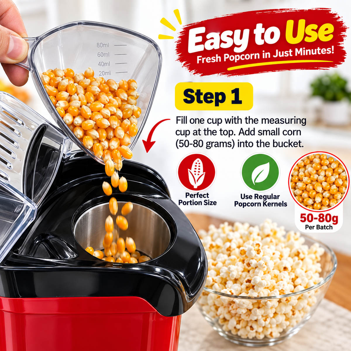Mini Popcorn Machine | oil‑free popcorn machine that pops fresh