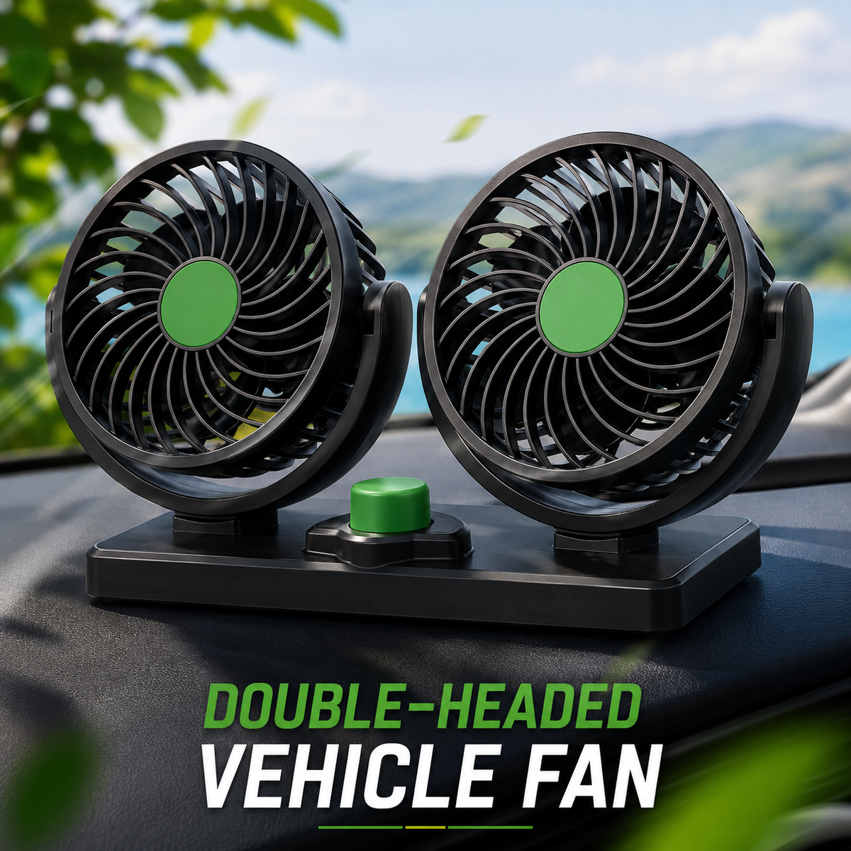Portable Car Fan | 360° Rotatable Electric Cooling Fan with Adhesive