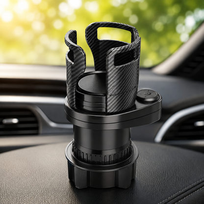 2-in-1 Car Cup Holder Expander | 360° Rotatable Dual Drink & Snack