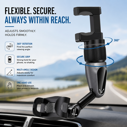 Flexible Car Phone Holder | Magnetic Mirror Mount with Adjustable Angles