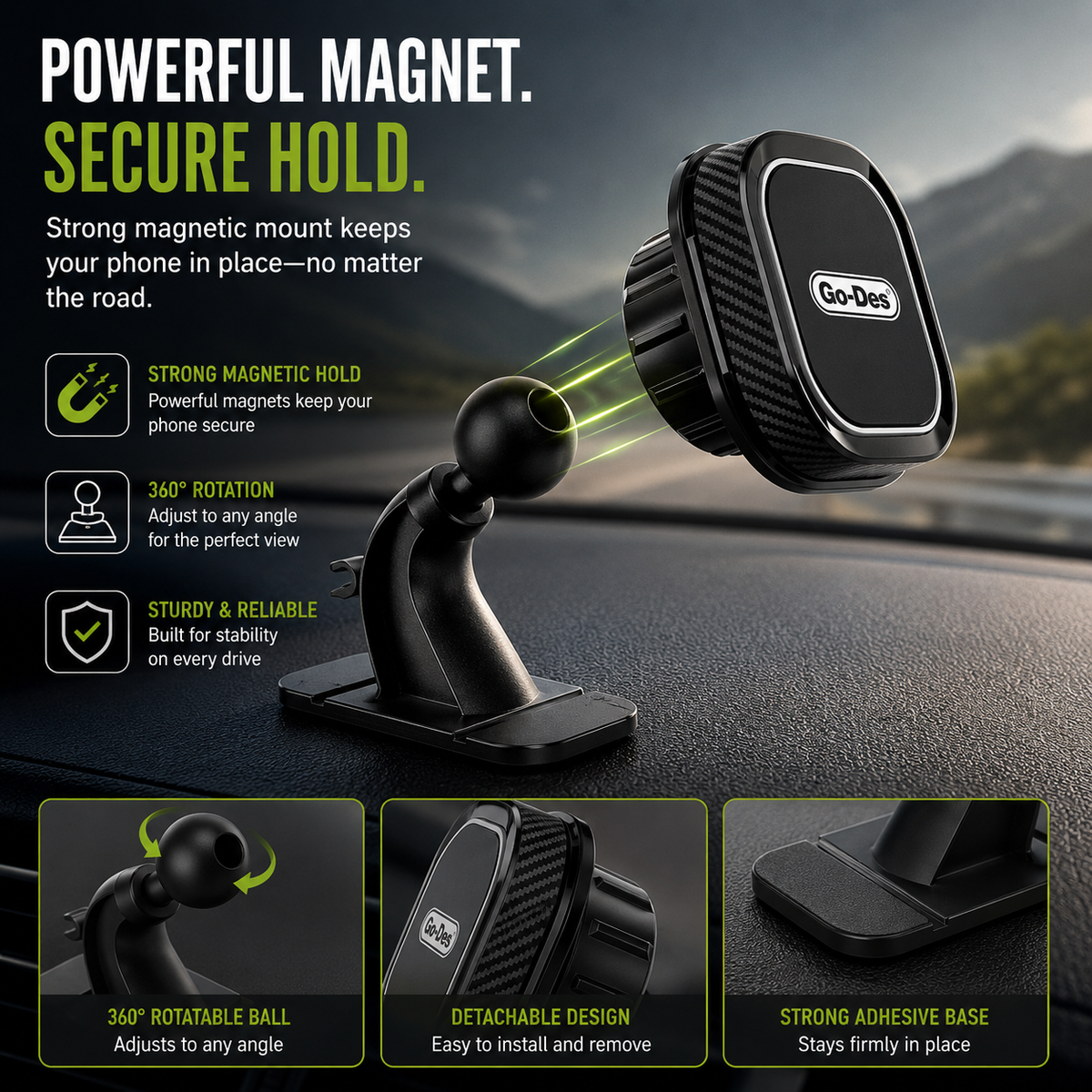 Magnetic Car Dashboard Phone Holder | Universal Mobile Stand