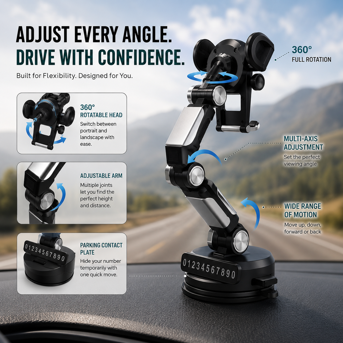 Truck Phone Holder - 360° Adjustable | Strong Grip