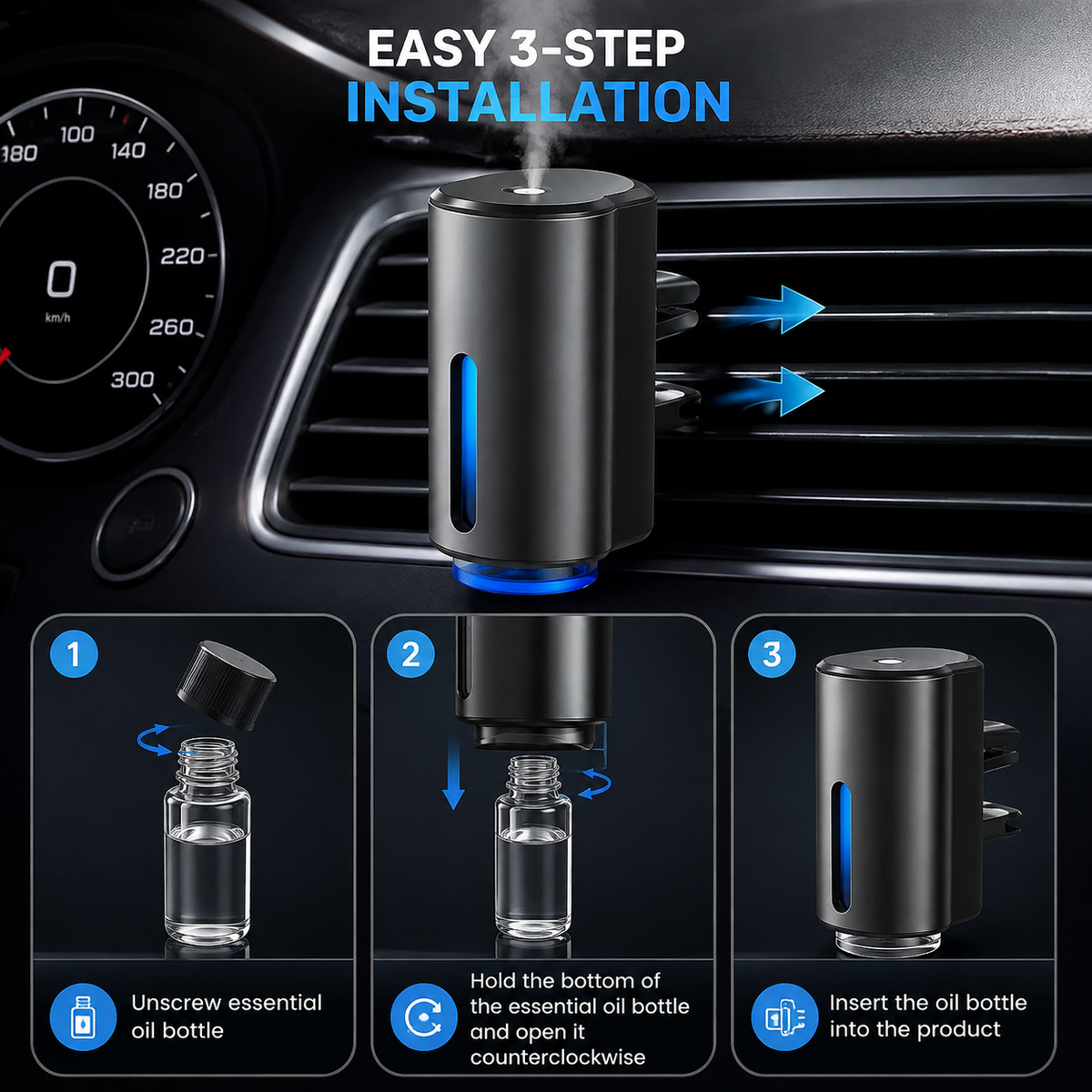 Smart Car Air Freshener - Natural French Perfume | 45 Days Long-Lasting