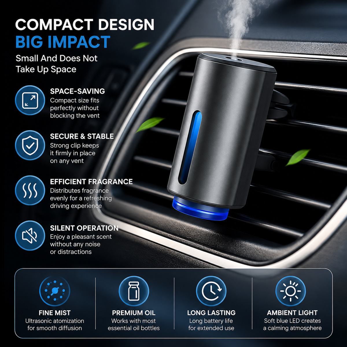 Smart Car Air Freshener - Natural French Perfume | 45 Days Long-Lasting