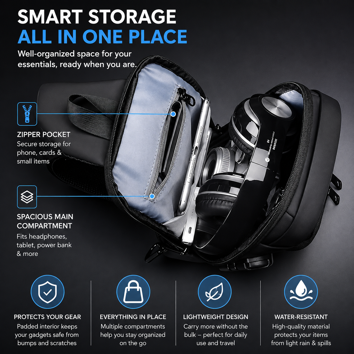 Multifunction Sling Bag - Stylish, Compact & Travel-Ready