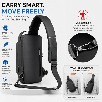 Multifunction Sling Bag - Stylish, Compact & Travel-Ready