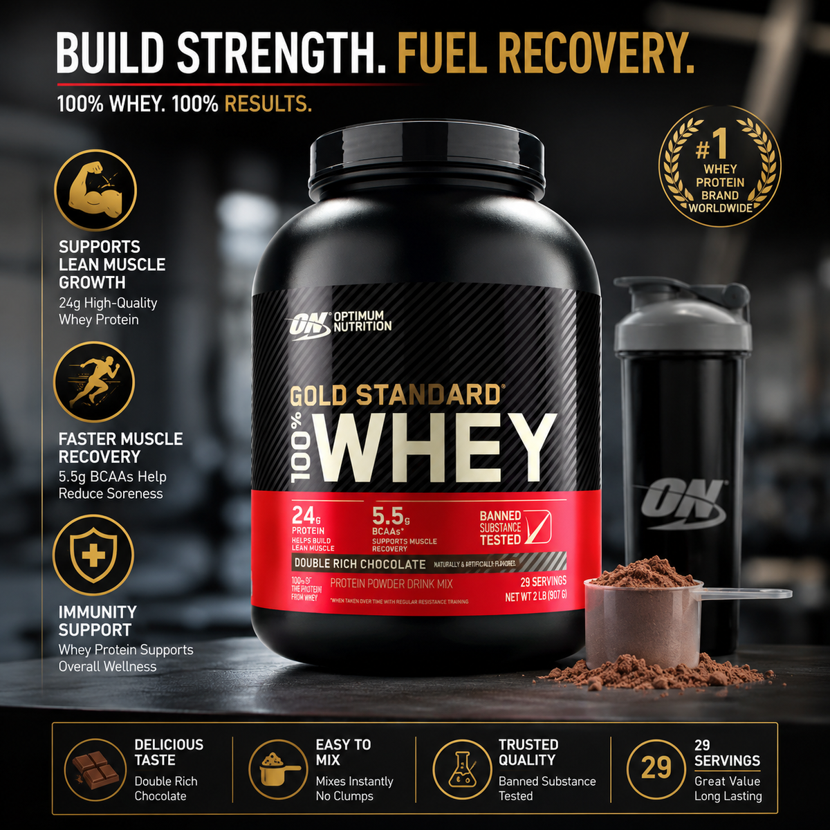 ON Gold Standard 100% Whey Protein - Original Flavor, 907g