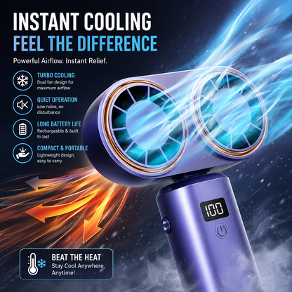 USB Handheld Mini Fan - Foldable, Portable & Neck Hanging with 5-Speed