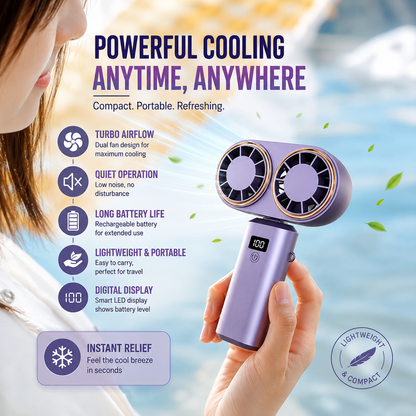 USB Handheld Mini Fan - Foldable, Portable & Neck Hanging with 5-Speed