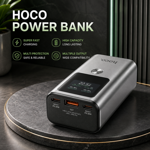Hoco Q17A LED Power Bank - 30W PD Fast Charging | 22.5W QC3.0