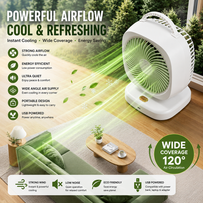 Mini Circulation Fan - Compact, Quiet & Powerful Cooling