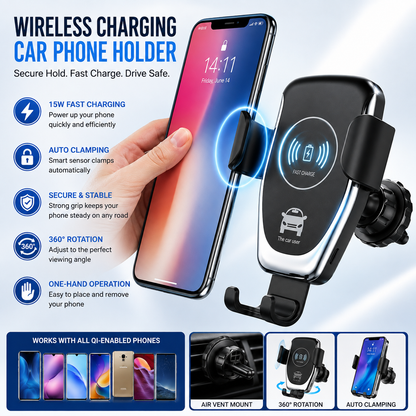 Auto-Clamping Wireless Car Charger - 10W Fast Charging Holder