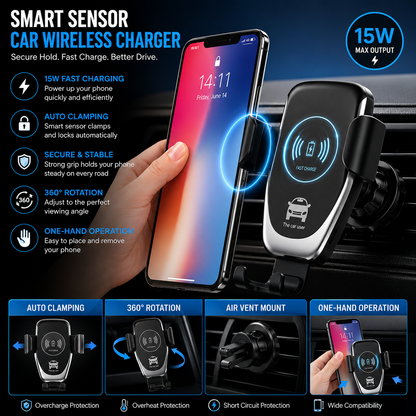 Auto-Clamping Wireless Car Charger - 10W Fast Charging Holder