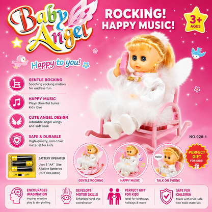 Baby Angel Doll - Musical & Colorful Light-Up Toy for Kids (3+ Years)