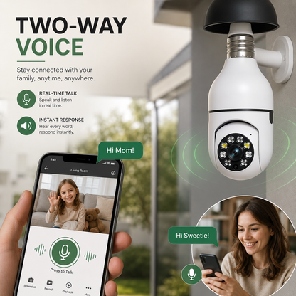 WiFi Smart Panorama Camera - 360° Bulb Security Camera