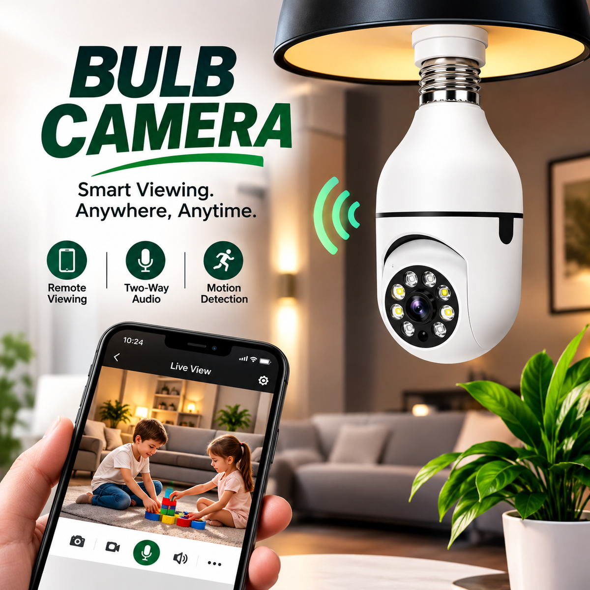 WiFi Smart Panorama Camera - 360° Bulb Security Camera
