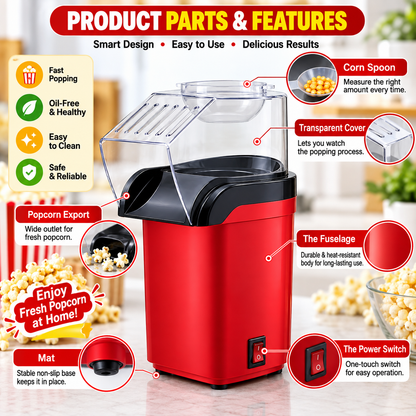 Mini Popcorn Machine | oil‑free popcorn machine that pops fresh