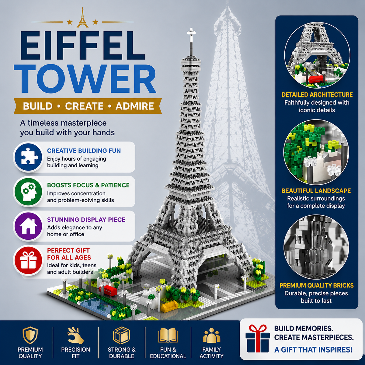 Jianhui Paris Tower Block Set - Kids Building Architecture Toy