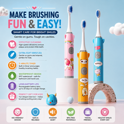 Children’s Cartoon Electric Toothbrush Fun & Gentle Brushing