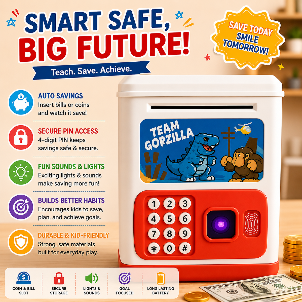 Kids Electronic Money Box - Password Piggy Bank Fun Toy Gift