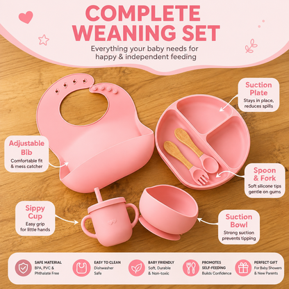 7-Piece Silicone Baby Cutlery Set - Safe Feeding Kit for Toddlers