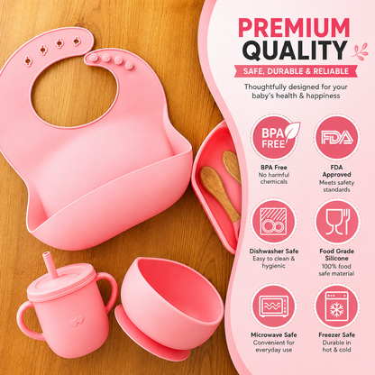 7-Piece Silicone Baby Cutlery Set - Safe Feeding Kit for Toddlers