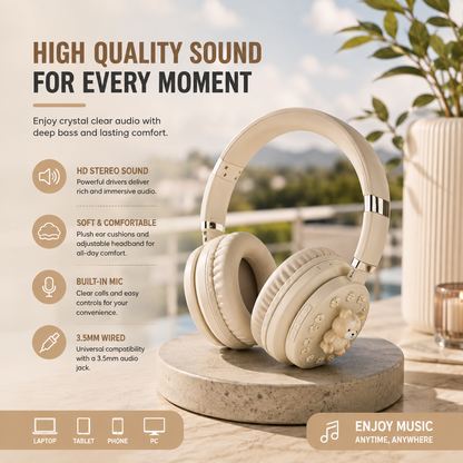 Labubu Wireless Headphones - Bluetooth 5.3 | TF Card Support