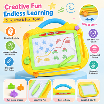Mess-Free Kids Magic Drawing Board - Slide-Erase, Colorful, Portable!