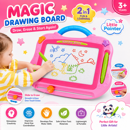 Mess-Free Kids Magic Drawing Board - Slide-Erase, Colorful, Portable!