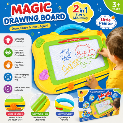 Mess-Free Kids Magic Drawing Board - Slide-Erase, Colorful, Portable!