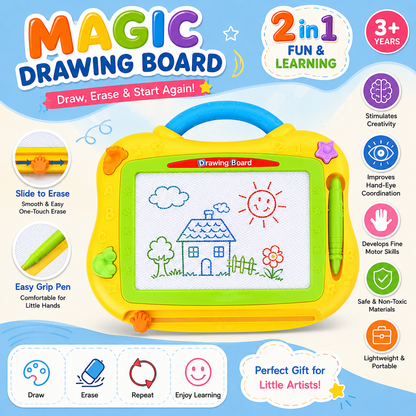 Mess-Free Kids Magic Drawing Board - Slide-Erase, Colorful, Portable!