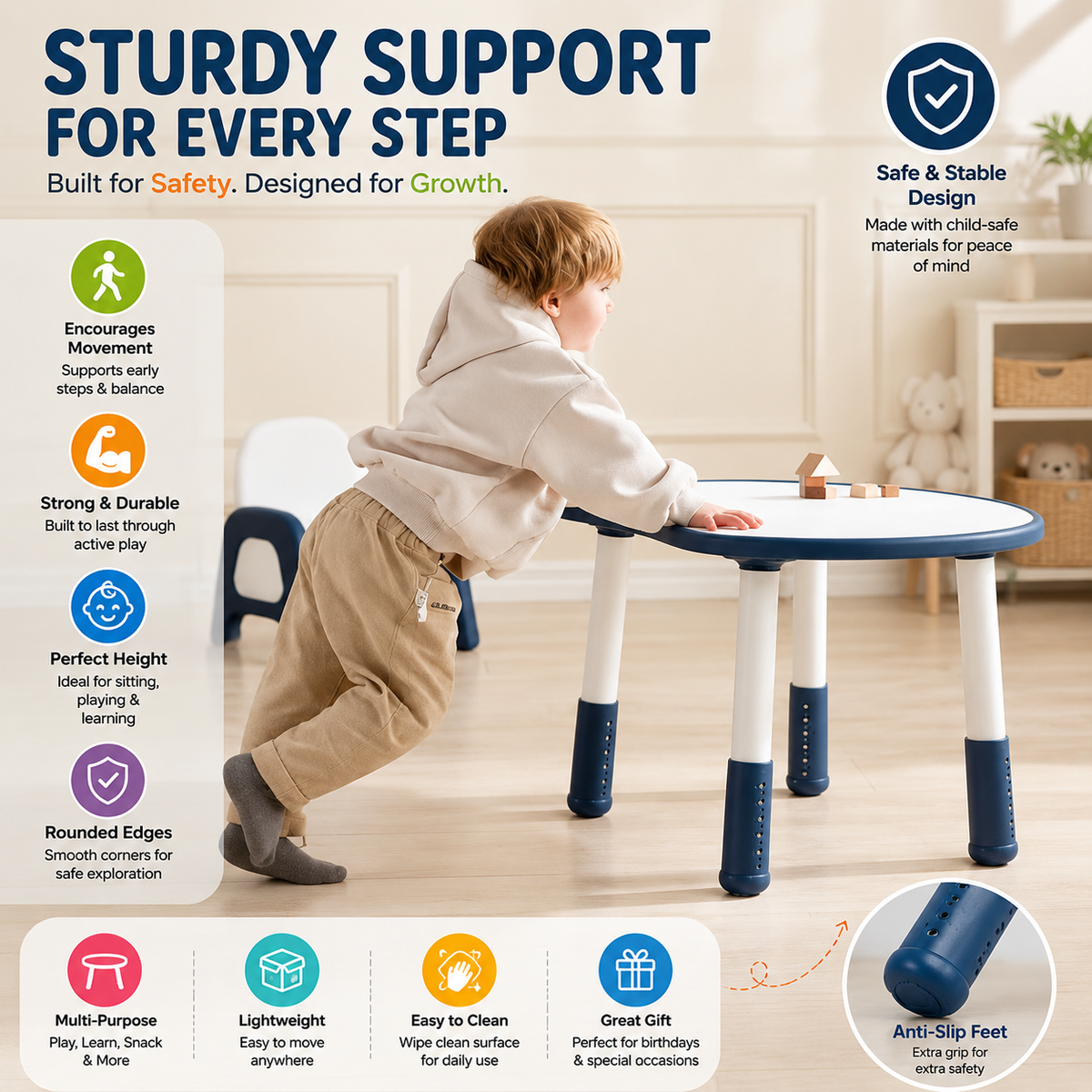 Kids Table & Chair Set - Ergonomic, Easy-Clean & Fun Colors!