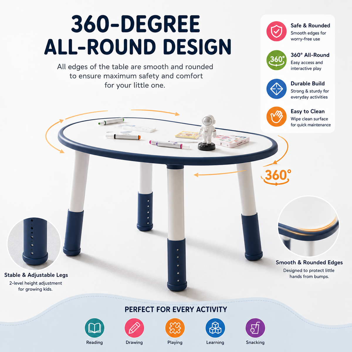Kids Table & Chair Set - Ergonomic, Easy-Clean & Fun Colors!