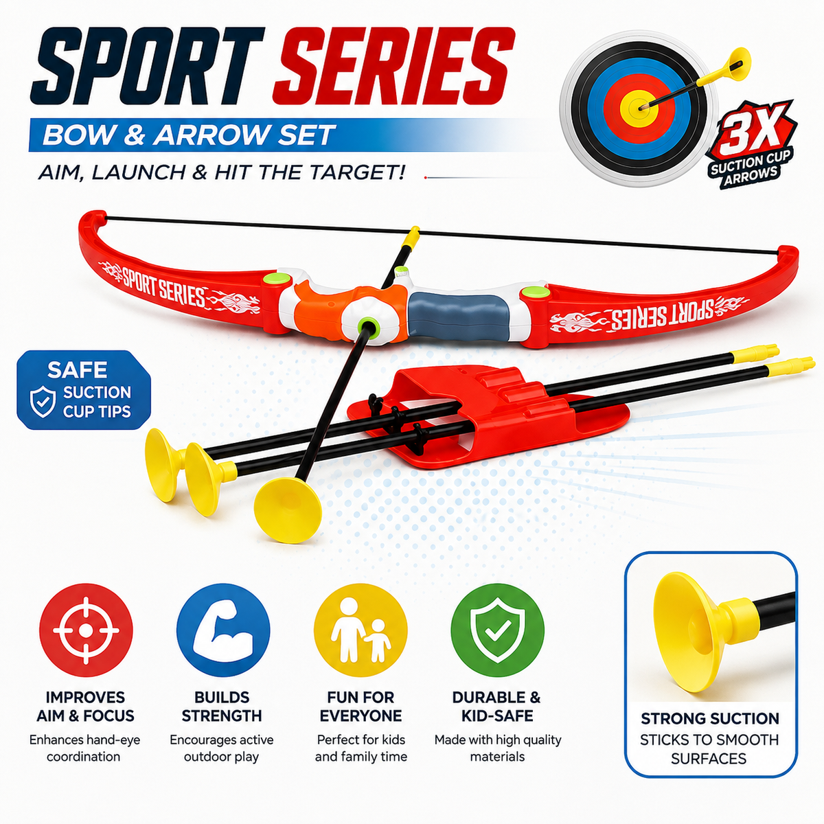 Archery Set for Kids Safe Bow & Arrow Toy with Target