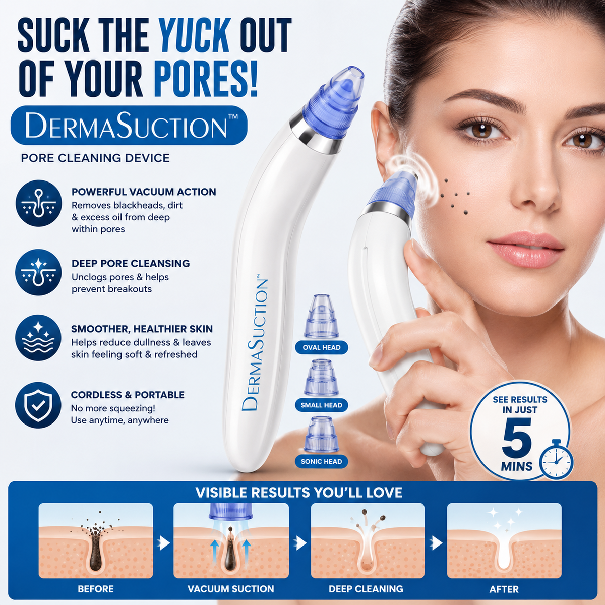 💆‍♀️Pore Cleaning Device | Blackhead Remover Vacuum USB Rechargeable