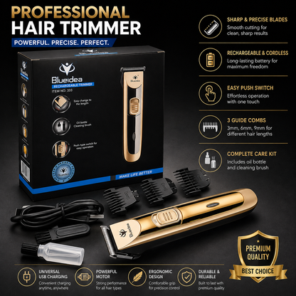 Electric Hair & Beard Trimmer | Professional Clipper for Men