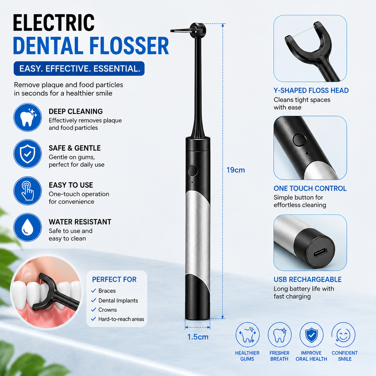 ⚡ Electric Floss for Teeth Cleaning | Easy, Gentle & Effective Oral Care