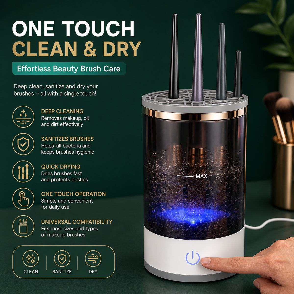 Automatic Multi Brush Cleaner - Sonic Vibration Makeup Brush Washer