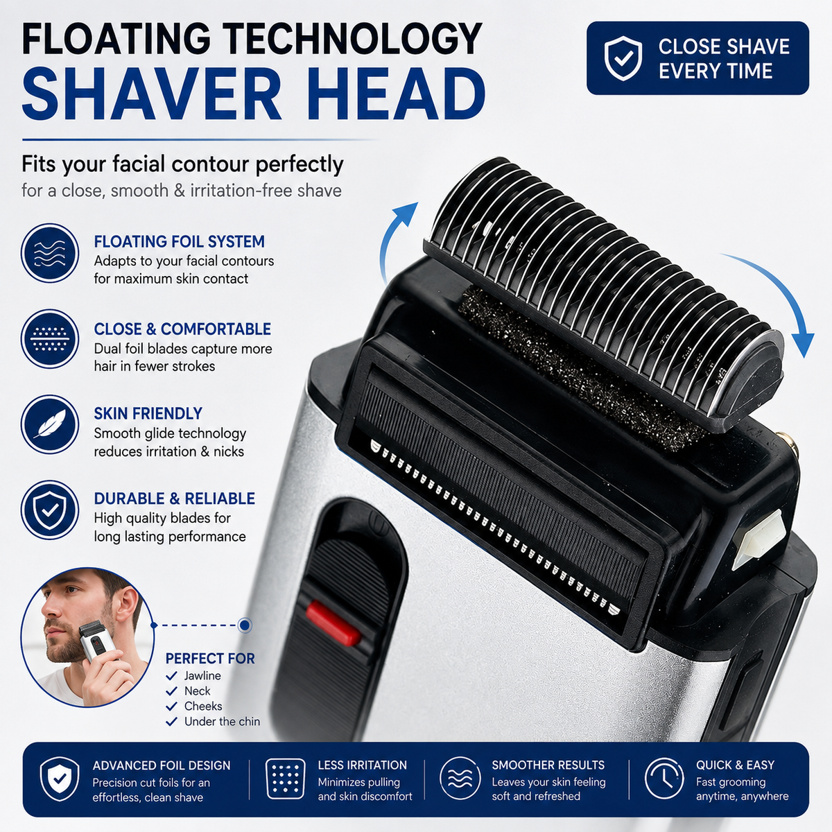 Retro Electric Shaver for Men | Rechargeable Foil Shaver & Trimmer