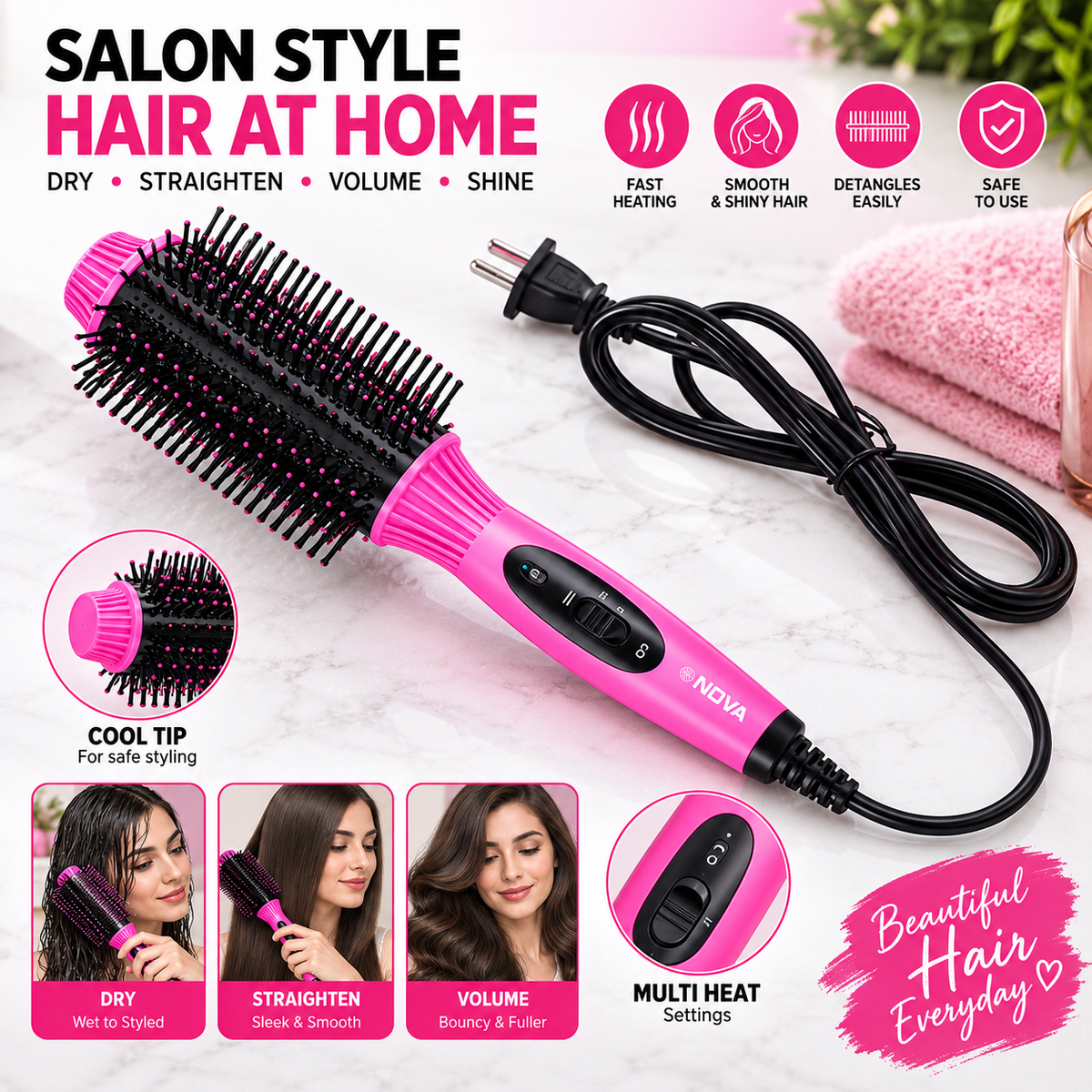 Hair Auto Straightener - Salon Designer NHC 8810 | Ceramic Styling