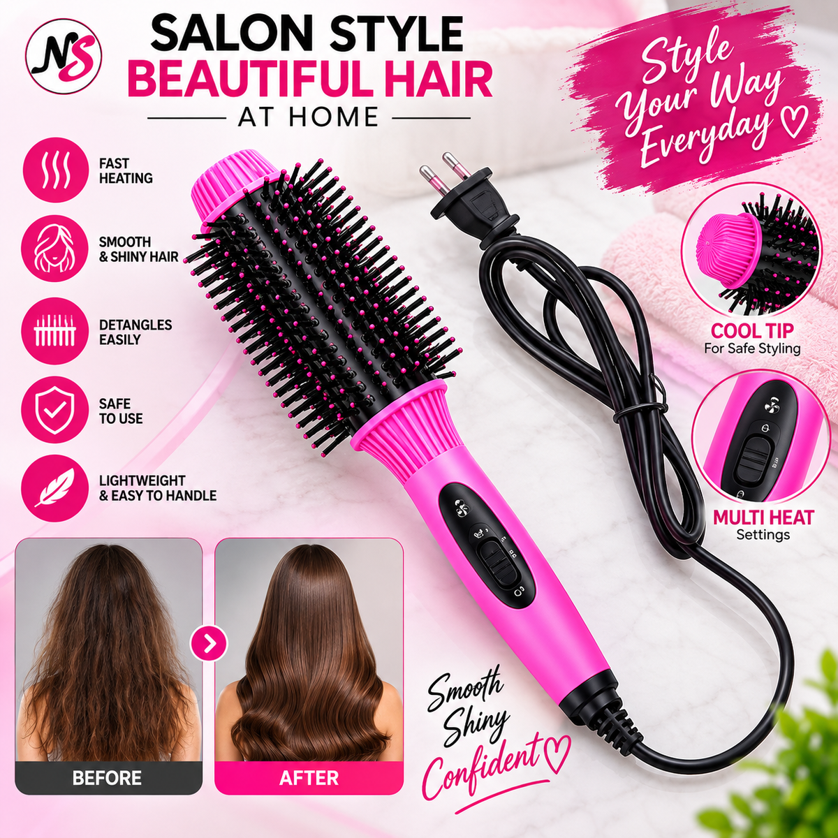 Hair Auto Straightener - Salon Designer NHC 8810 | Ceramic Styling