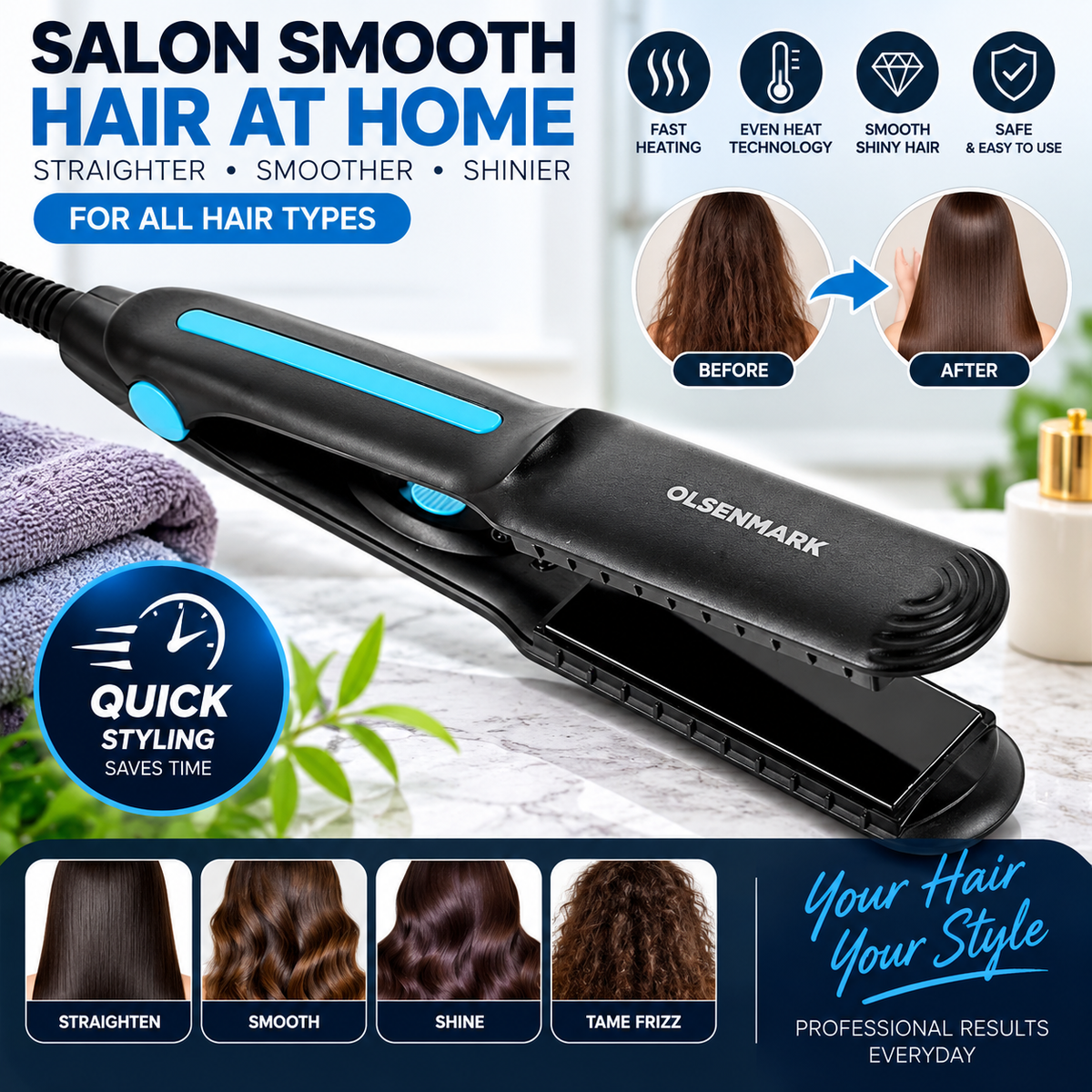 Hair Straightener For Styling - Sleek & Shiny Look ‍