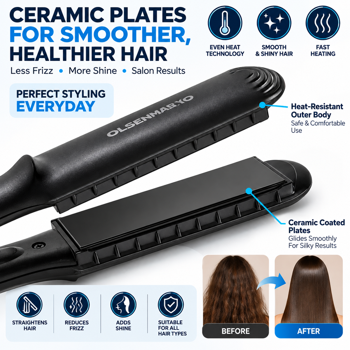 Hair Straightener For Styling - Sleek & Shiny Look ‍