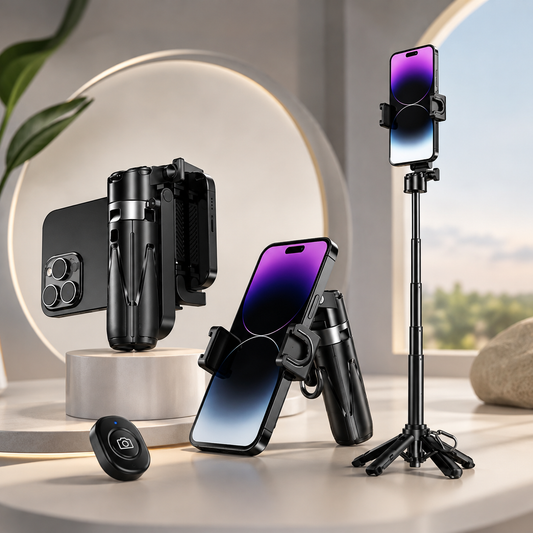 Mini Grip Quadripod with Bluetooth Remote - Portable Tripod Stand
