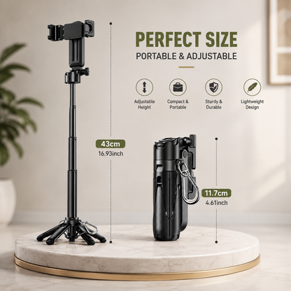 Mini Grip Quadripod with Bluetooth Remote - Portable Tripod Stand