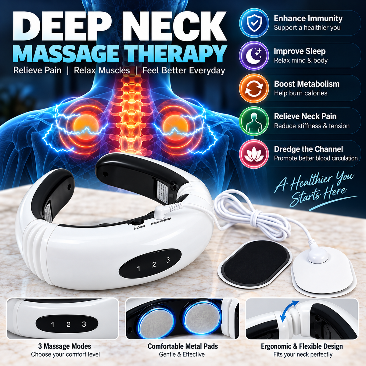 Smart Neck Massager - Pain Relief & Relaxation Anywhere!